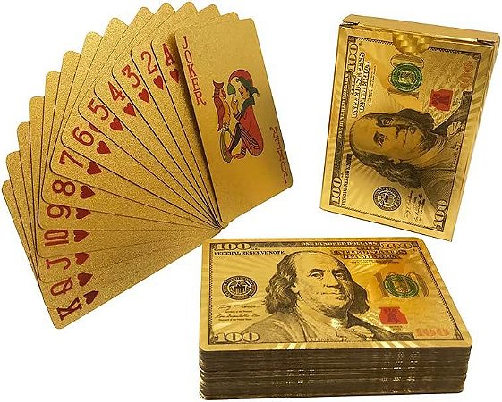 Baralho Dourado Ouro Brilho Luxo Poker Truco Cartas