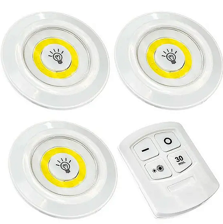 LED LIGHT COM CONTROLE REMOTO KIT 3 PEÇAS