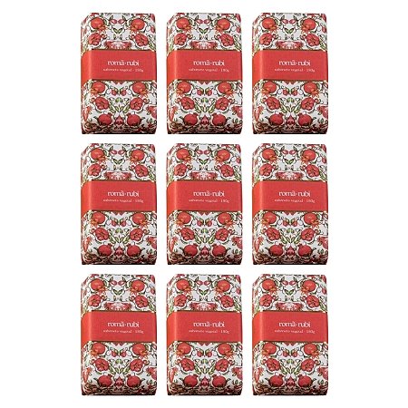 Sabonete em barra vegetal Madressenza romã rubi 180 g 9 unidades