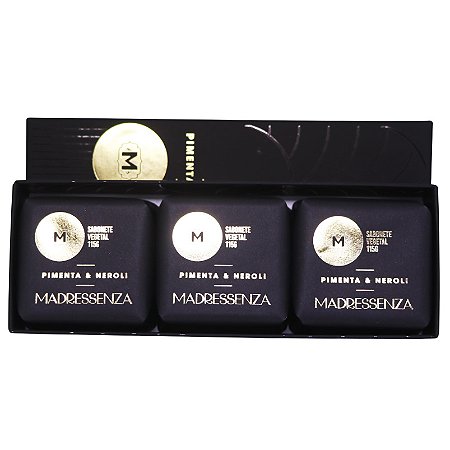 kit de 3 sabonetes em barra Madressenza Pimenta e Neroli 115 g