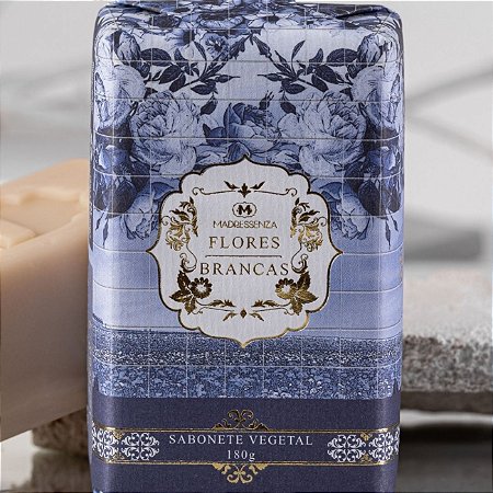 Sabonete em barra vegetal Madressenza flores brancas 180 g