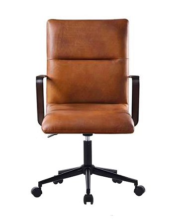 Cadeira Palermo com Base em Aço carbono e revestido em couro ecológico Caramelo Fratini 1.00298.01.0041