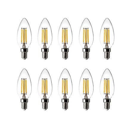Kit 10 Lâmpadas LED Vela Dimerizável E14 4W PIX - Lampdecor - Lampdecor