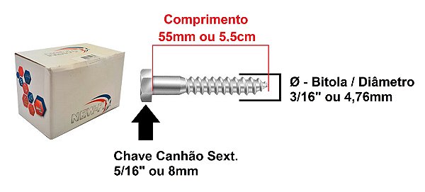 Parafuso Sextavado Soberba 3/16 X 55