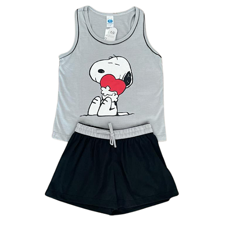 Pijama Baby Doll Regata Infantil Feminino Snoopy - Lily Pijamas