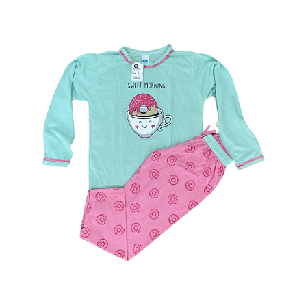 Pijama Longo Feminino Infantil e Calça Comprida - Lily Pijamas