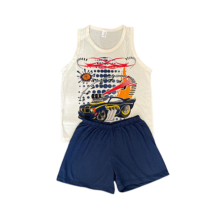 Pijama Infantil Masculino Regata com Desenho de Carro - Lily Pijamas