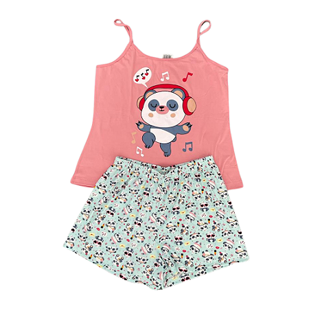 Pijama Short Doll Feminino Adulto Estampado com Alça - Lily Pijamas