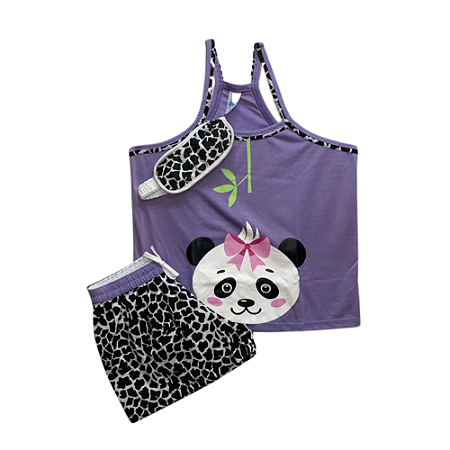 Pijama Baby Doll Regata Infantil Feminino com Tapa Olho - Lily Pijamas