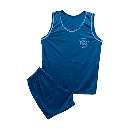 Pijama Masculino Adulto Camiseta Azul - Lily Pijamas