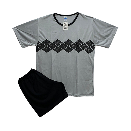 Pijama Masculino Adulto Meia Manga Cinza - Lily Pijamas