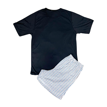 Pijama Masculino Adulto Meia Manga Short Curto Preto - Lily Pijamas
