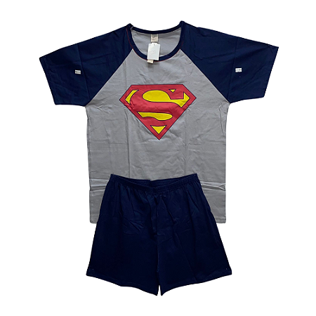 Pijama Super Homem Masculino Adulto Cinza - Lily Pijamas