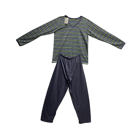 Pijama Infantil Masculino Longo Grafite Listrado - Lily Pijamas