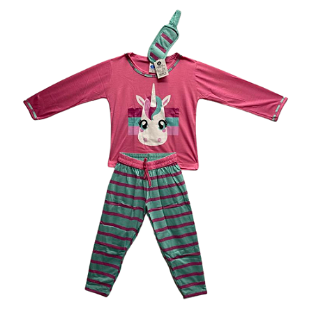Pijama Infantil Feminino Longo Unicornio com tapa olho - Lily Pijamas
