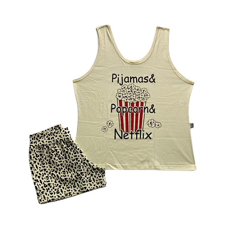 Pijama Adulto Feminino Camiseta Pipoca - Lily Pijamas