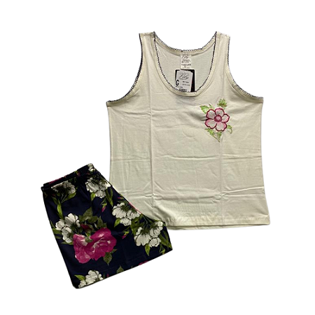 Pijama Short Doll Bordado Adulto Feminino - Lily Pijamas