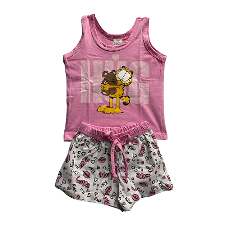 Pijama Infantil Feminino Short Doll Regata Garfield - Lily Pijamas