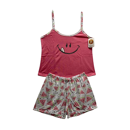 Pijama Baby Doll Adulto Feminino Melancia Alça  - Lily Pijamas