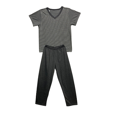 Pijama Masculino Infantil Gola em V Calça, Camisa Listrada - Lily Pijamas