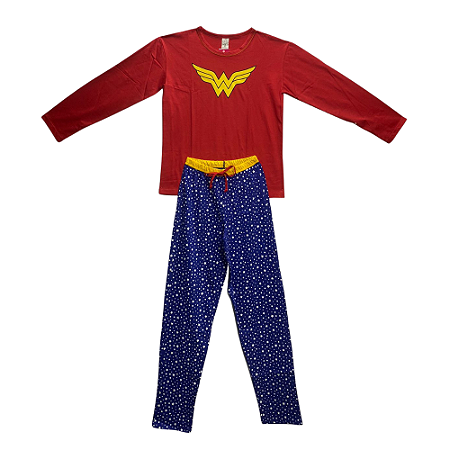 Pijama Longo Adulto Feminino Mulher Maravilha - Lily Pijamas