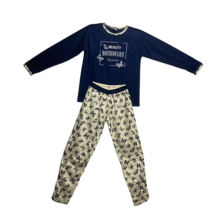 Pijama Longo Infantil Feminino Borboleta - Lily Pijamas