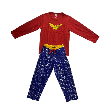 Pijama Infantil Feminino Longo Mulher Maravilha - Lily Pijamas