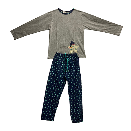 Pijama Longo Infantil Feminino Bordado Estrela - Lily Pijamas