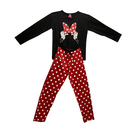 Pijama Longo Adulto Feminino Laço Minnie - Lily Pijamas