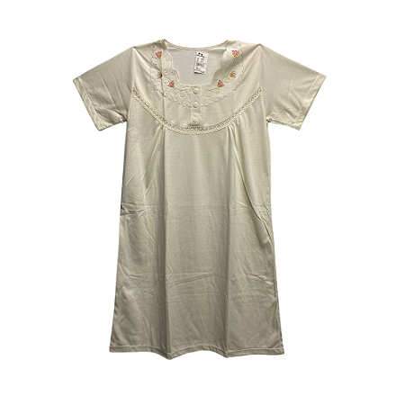 Camisola Adulto com Botões e Gola Bordada - Lily Pijamas
