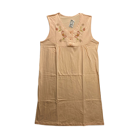 Camisola Regata Feminina Adulto com Botões e Gola Bordada - Lily Pijamas