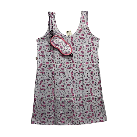 Camisola Regata Feminina Adulto Estampada com Tapa Olhos - Lily Pijamas