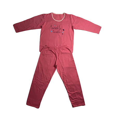 Pijama Longo Adulto Feminino Moletinho Rosa - Lily Pijamas