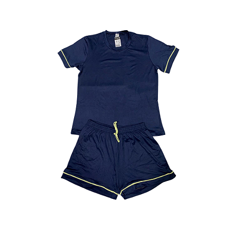 Pijama Adulto Feminino Meia Manga Azul Escuro - Lily Pijamas