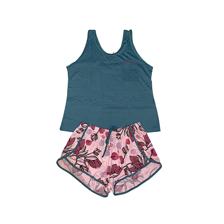 Pijama Short Doll Feminino Adulto Regata Verde - Lily Pijamas