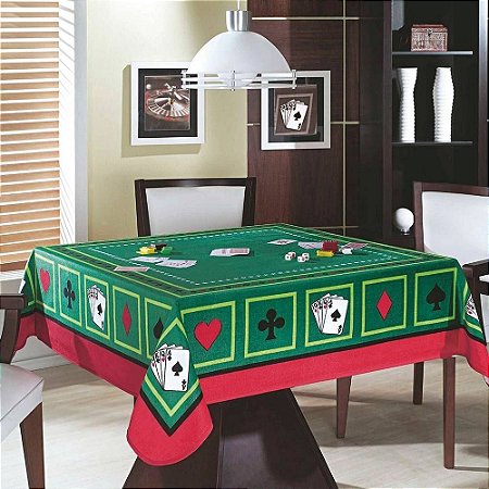 Toalha de Mesa Baralho Aveludada Teka Cassino Poker 140 cm x 140 cm