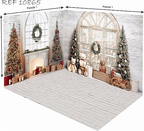 Fundo Fotográfico Cenário 3D Natal (parede e chão)