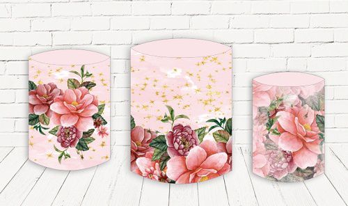 Trio De Capas P/ Cilindros Sublimado 15 Anos, Floral Veste Fácil