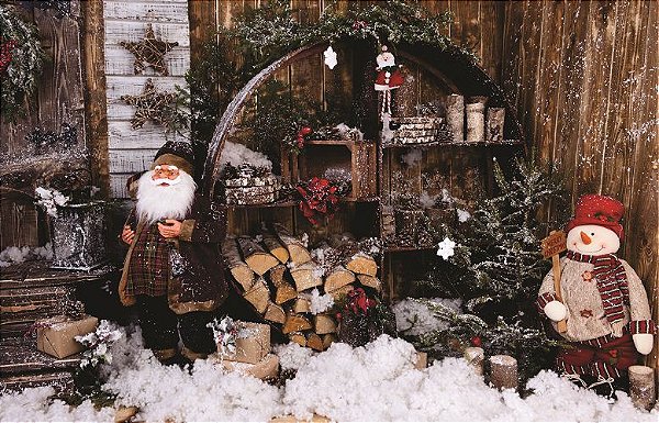 Fundo fotográfico para fotografias em tecido papai noel rústico