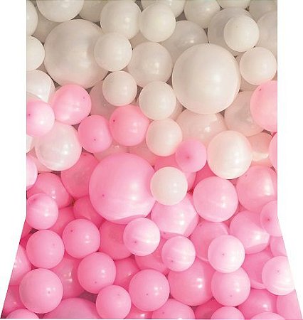 Fundo Fotográfico em tecido balões rosa