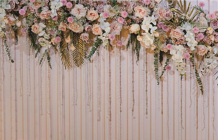 Fundo Fotográfico cortina e flores