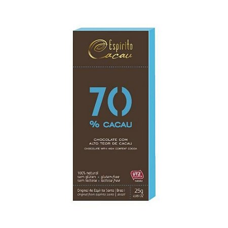 Tablete de Chocolate 70% Cacau - 25g (10 un)