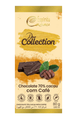 Tablete de Chocolate 70% Cacau c/ Café Torrado - 80g