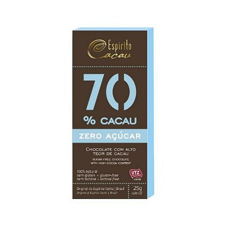 Tablete de Chocolate 70% Cacau Zero - 25g (10 un)