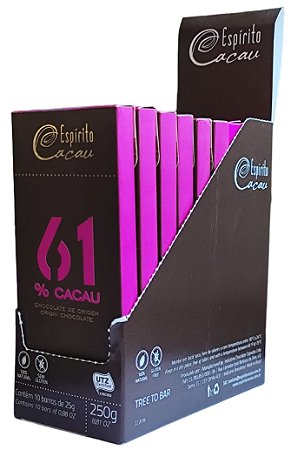 Tablete de Chocolate 61% Cacau - 25gr (10 und)