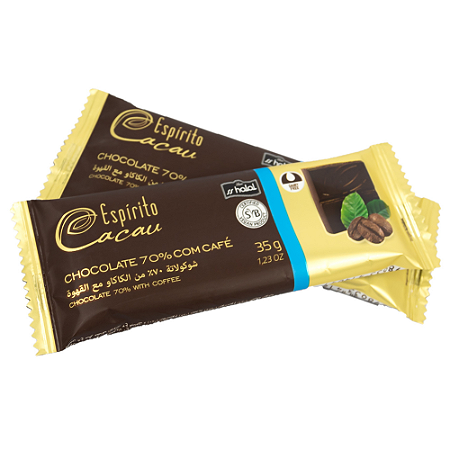 Tablete de Chocolate 70% Cacau com Café - 35g (10 und)