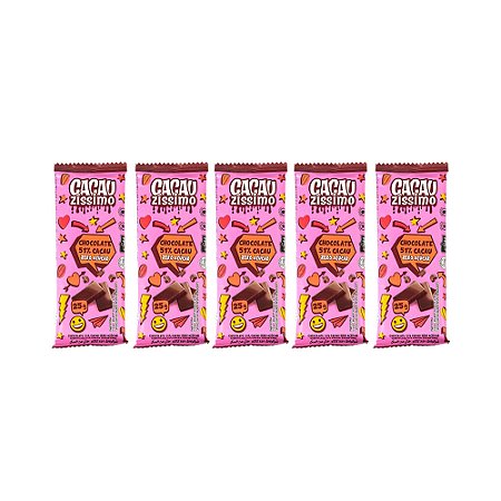 KIT TABLETE CHOCOLATE 51% CACAU ZERO AÇÚCAR 25gr - CACAUZISSIMO (5 und)