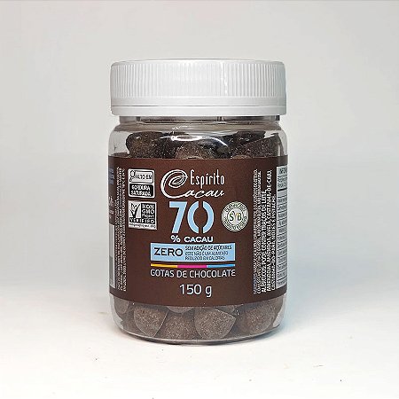 Gotas de Chocolate 70% Cacau Zero Açúcar - 150g