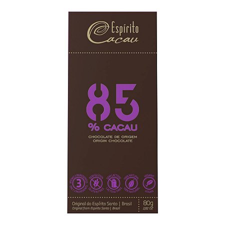 Tablete de Chocolate 85% Cacau - 80g