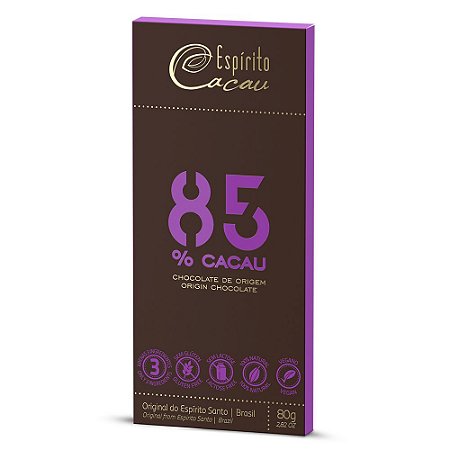 Tablete de Chocolate 85% Cacau - 80g